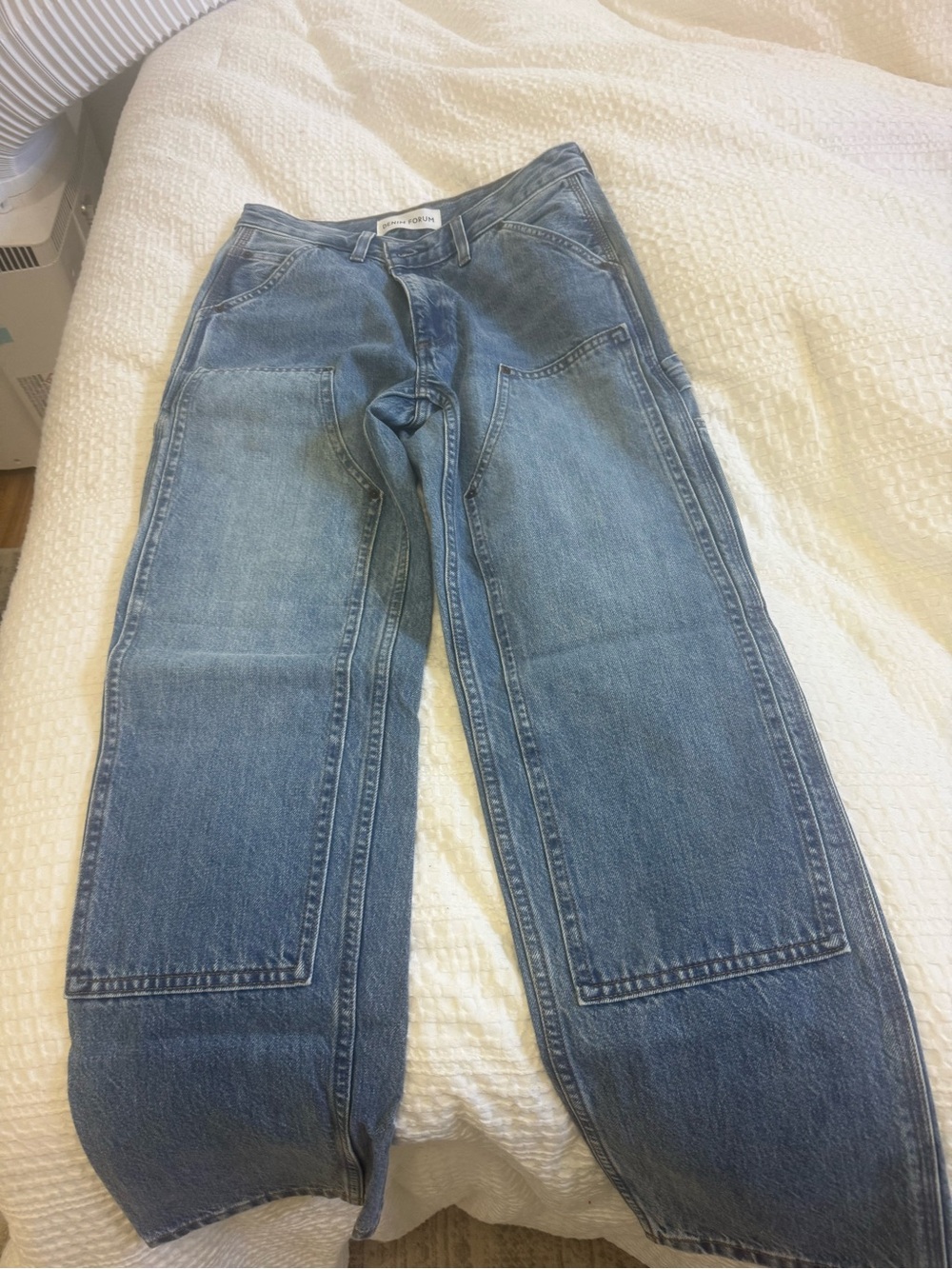 Denim Forum Straight Leg Jeans in Blue